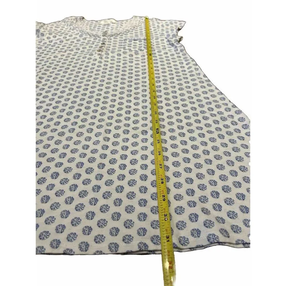 Eileen West‎ Nightgown Sz Small Knee Length Lace Detail Cotton Geometric Print